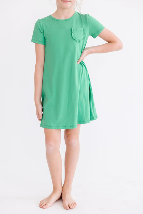 kelly-green-t-shirt-dress Mila & Rose at Sophia's Style-Kelly Green T-Shirt Dress-6-12M-T-Shirt Dress-1